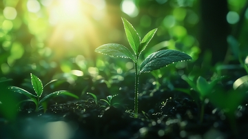 阳光下的绿色幼苗