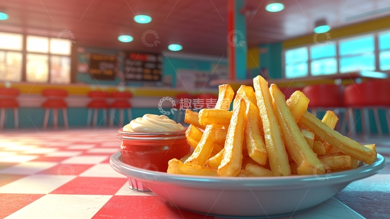 高清大图下载【趣麦麦图】复古美式餐厅炸薯条