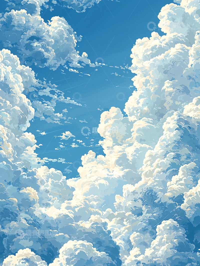 高清大图下载【趣麦麦图】蓝天白云蓬松云朵