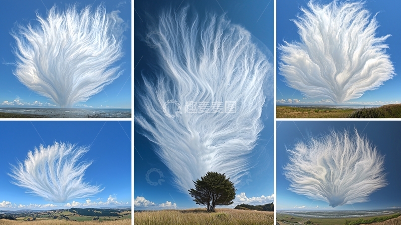 高清大图下载【趣麦麦图】奇特云朵似羽毛或头发