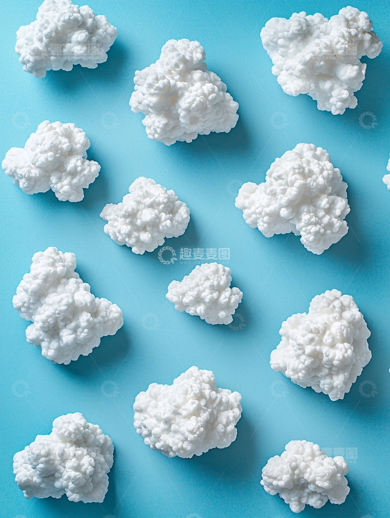 高清大图下载【趣麦麦图】棉花糖云朵蓝底