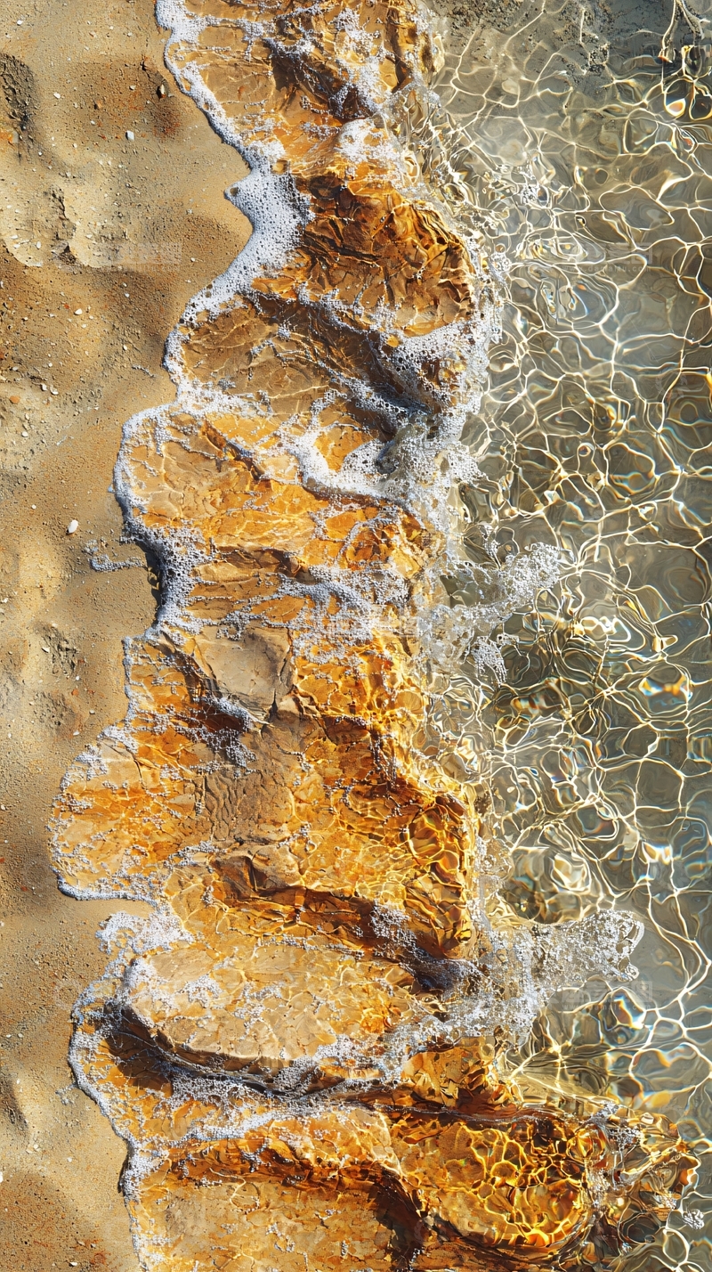 高清大图下载【趣麦麦图】金色岩石海岸线