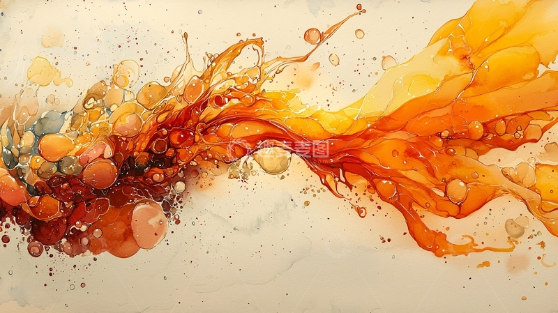 高清大图下载【趣麦麦图】橙色水彩飞溅背景