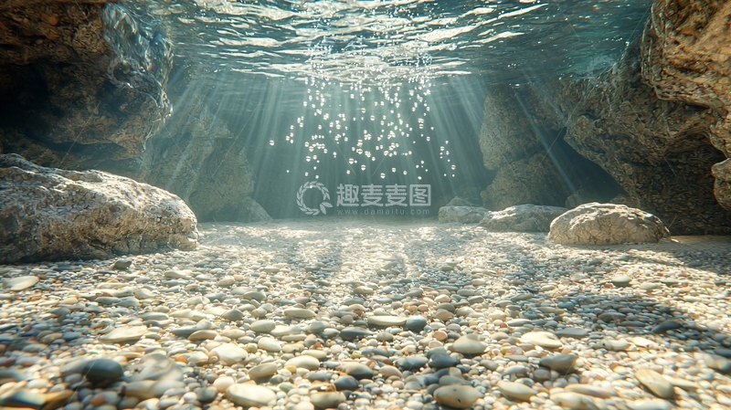 高清大图下载【趣麦麦图】水下阳光穿透岩石洞穴