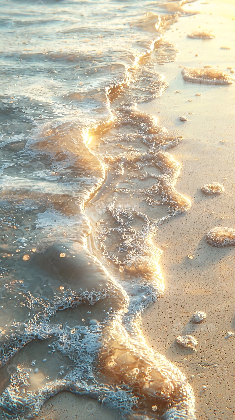 高清大图下载【趣麦麦图】金色阳光洒在海滩上