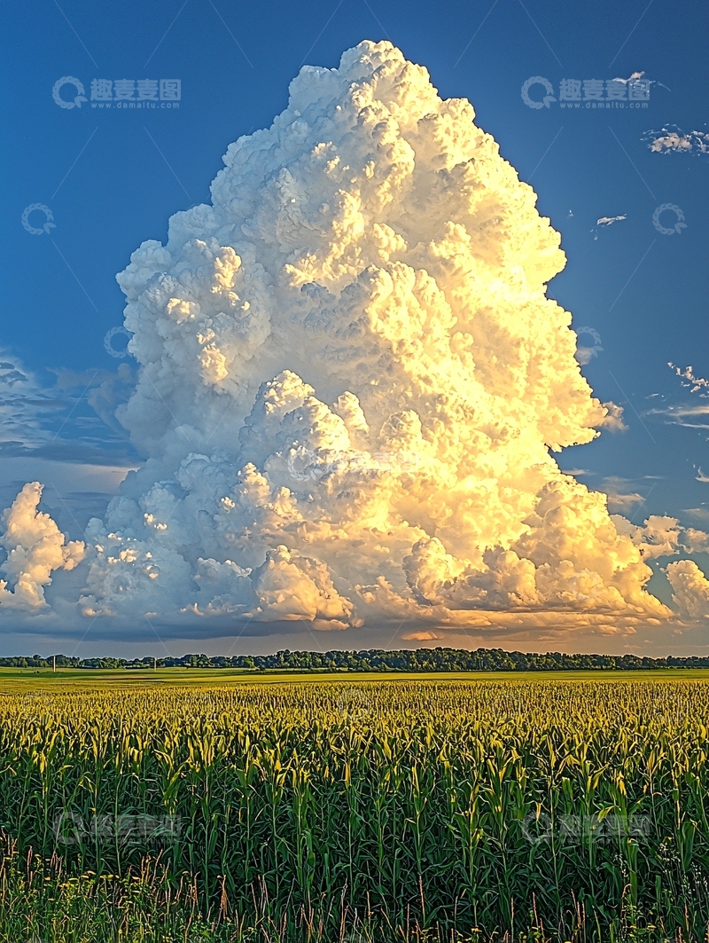 高清大图下载【趣麦麦图】田野上方的巨大积雨云