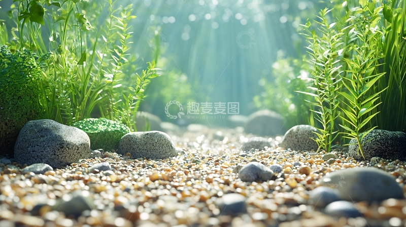 高清大图下载【趣麦麦图】小路上的石头与绿植