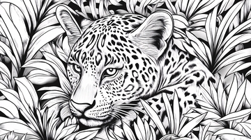 豹子藏在热带植物中