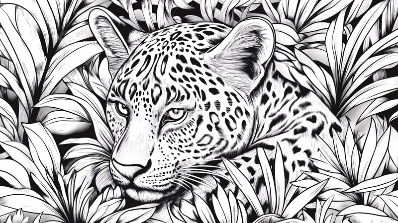 高清大图下载【趣麦麦图】豹子藏在热带植物中