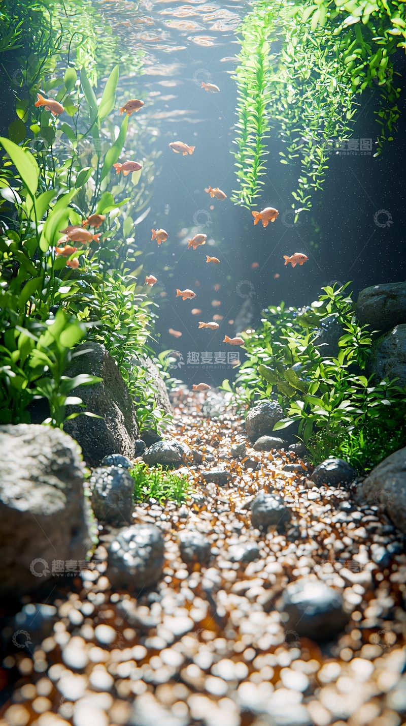 高清大图下载【趣麦麦图】水下鱼群和植物