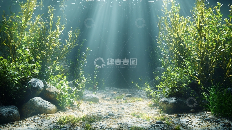 高清大图下载【趣麦麦图】水下植被阳光穿透