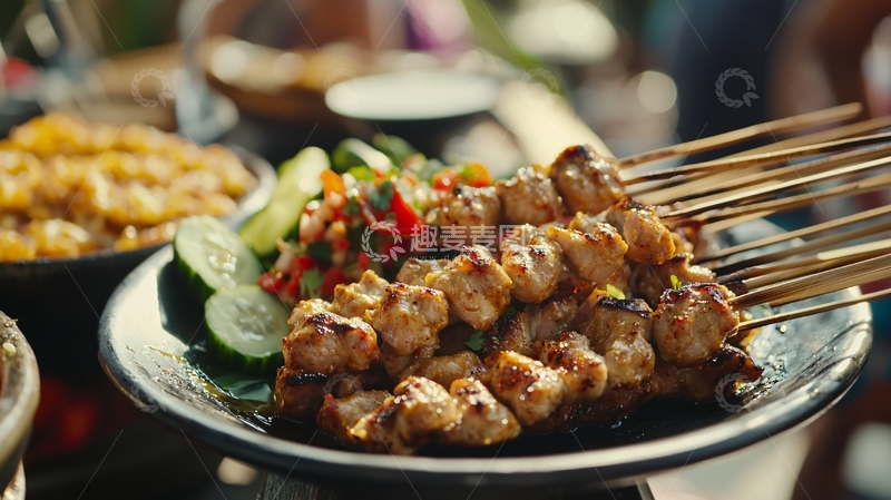高清大图下载【趣麦麦图】烤鸡肉串