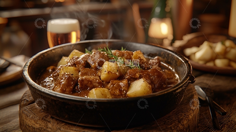 高清大图下载【趣麦麦图】热气腾腾的牛肉土豆炖菜