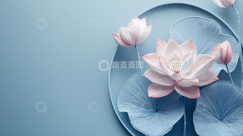 高清大图下载【趣麦麦图】淡雅莲花水彩背景