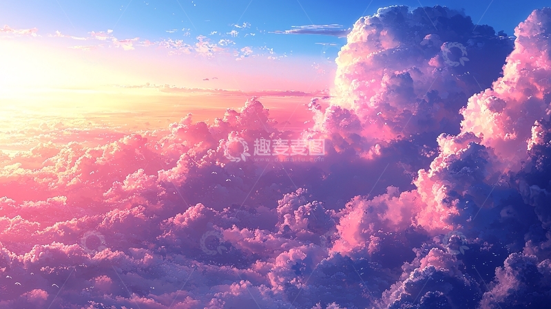 高清大图下载【趣麦麦图】粉色天空云朵唯美画面