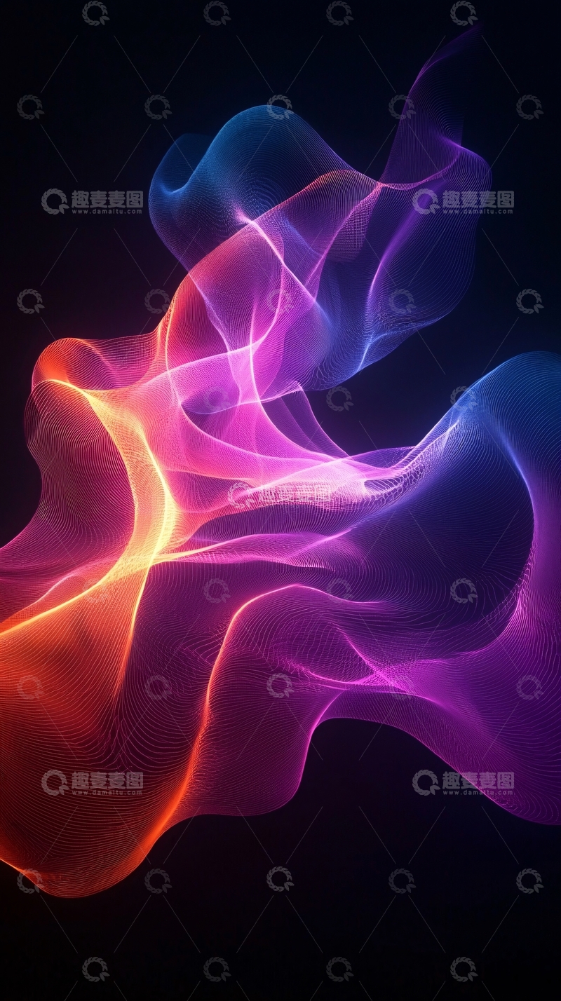 高清大图下载【趣麦麦图】彩色光线抽象流动背景