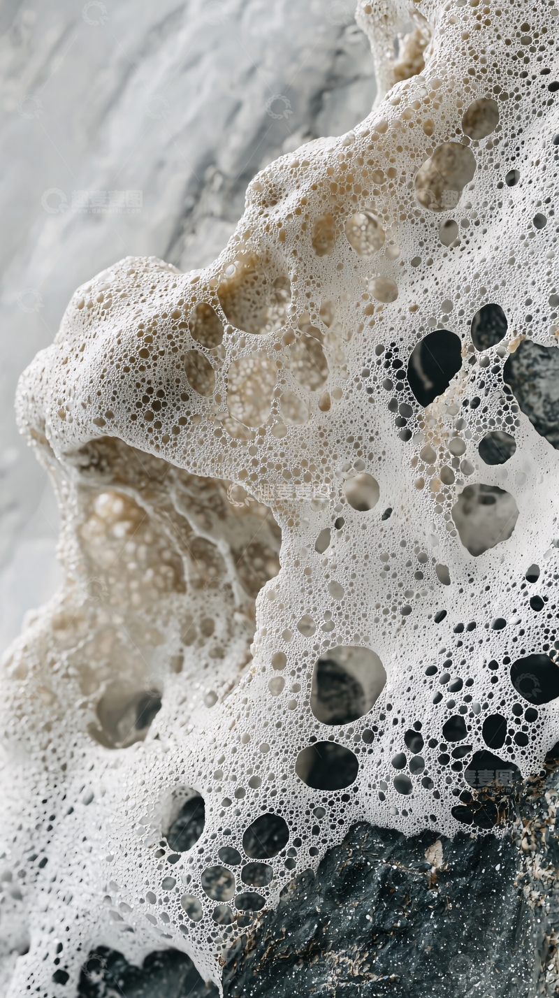 高清大图下载【趣麦麦图】海岸泡沫拍打礁石