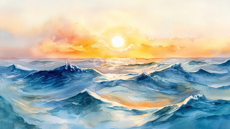 高清大图下载【趣麦麦图】海面日出