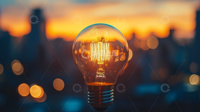 高清大图下载【趣麦麦图】光亮城市夜景灯泡