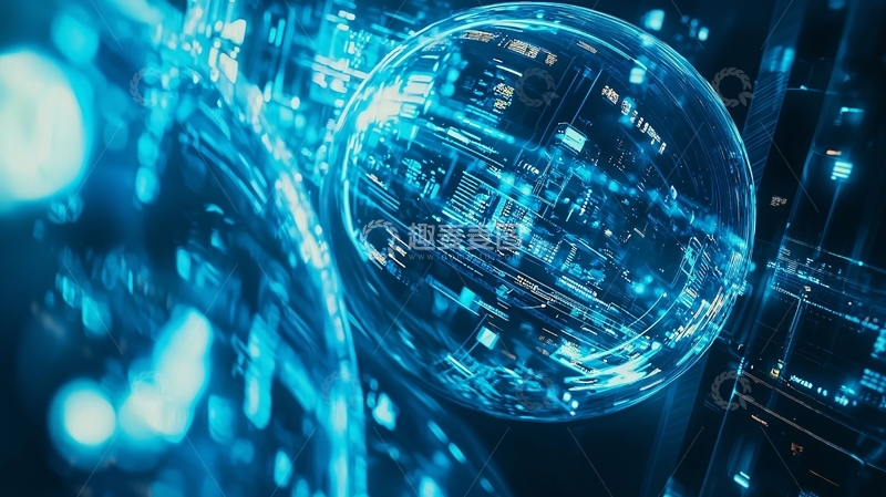 高清大图下载【趣麦麦图】科技感蓝色数据球体