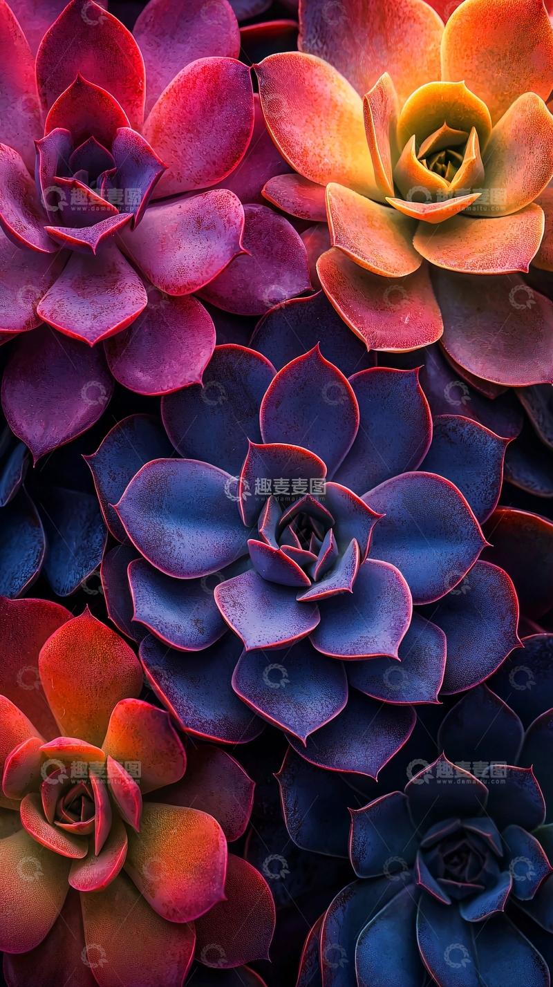 高清大图下载【趣麦麦图】彩色多肉植物特写