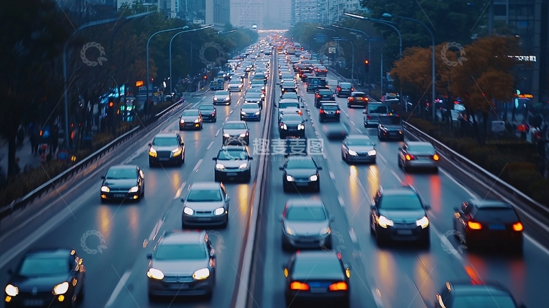高清大图下载【趣麦麦图】城市道路拥堵
