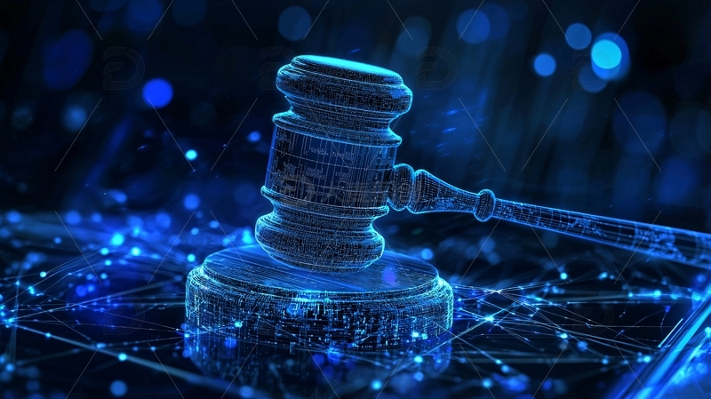 蓝色科技感法槌