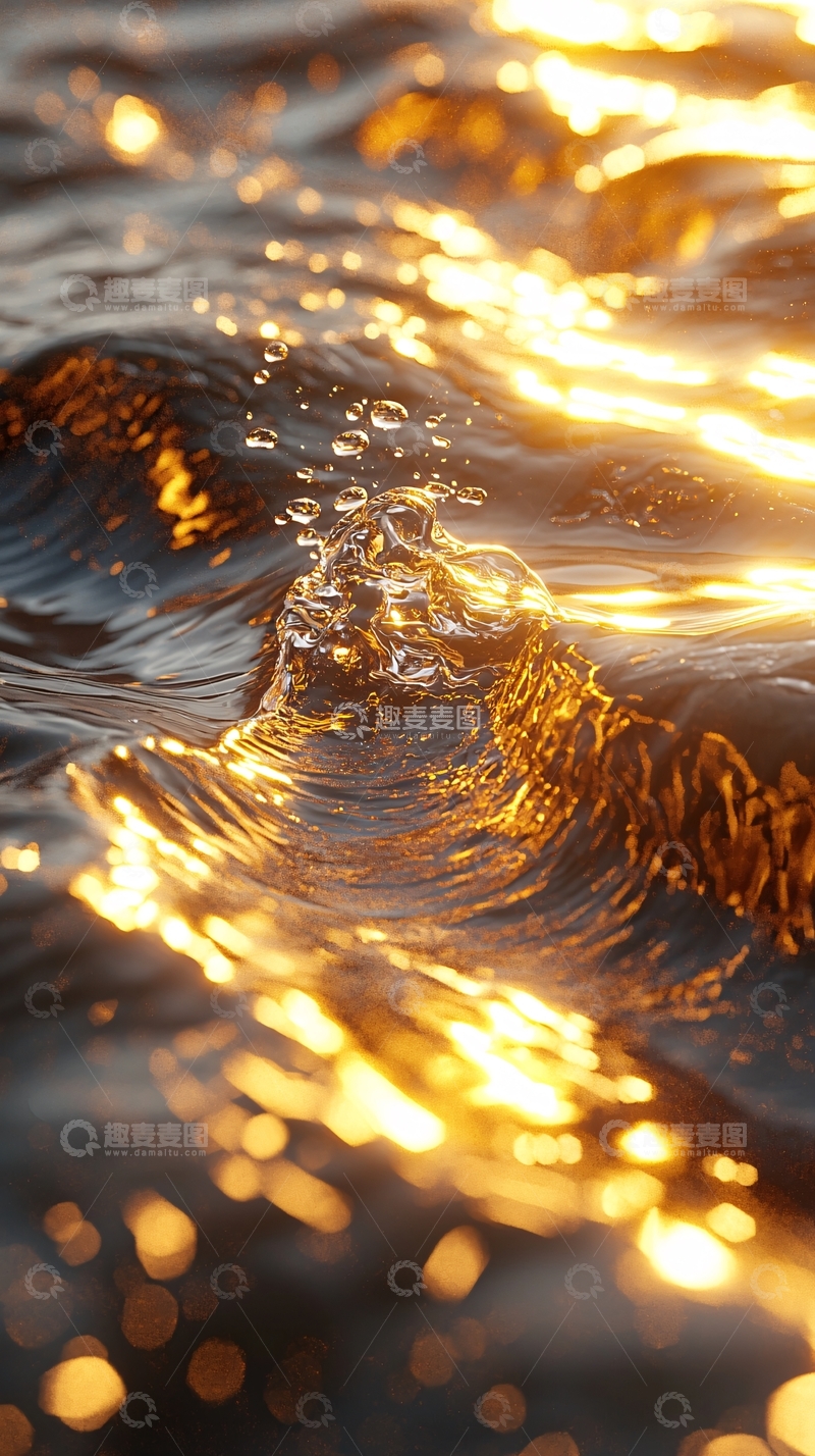 高清大图下载【趣麦麦图】金色阳光下的波光粼粼