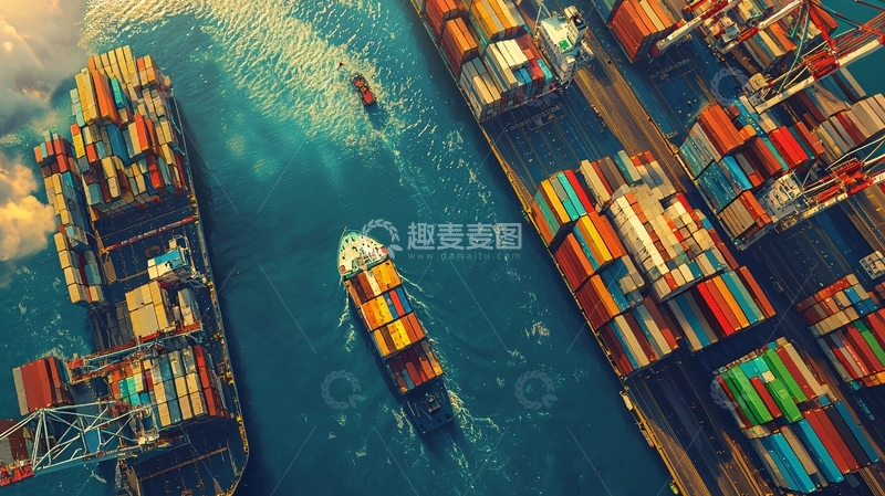 高清大图下载【趣麦麦图】集装箱货轮航运