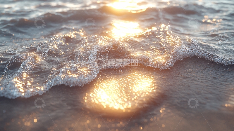 高清大图下载【趣麦麦图】金色阳光洒在海面上