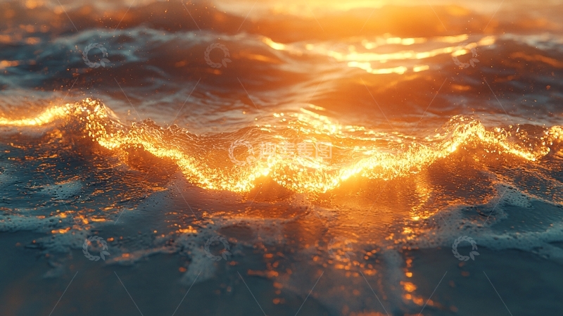 高清大图下载【趣麦麦图】金色阳光洒在海面上