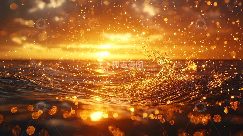 高清大图下载【趣麦麦图】海面日落波光粼粼