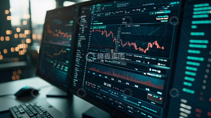 高清大图下载【趣麦麦图】双屏显示器股票交易数据