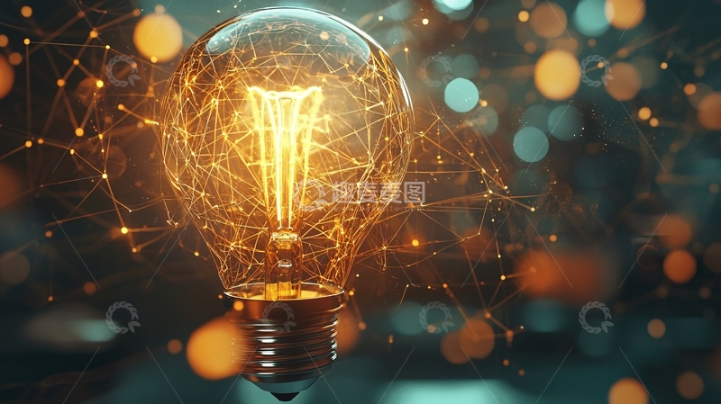 高清大图下载【趣麦麦图】点亮创意的复古灯泡