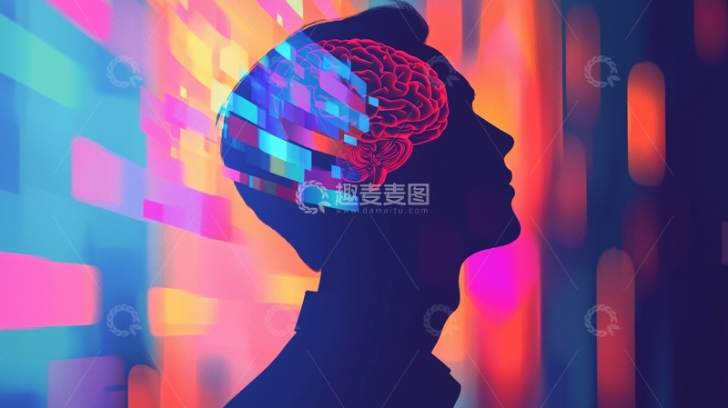 高清大图下载【趣麦麦图】彩色脑部剪影