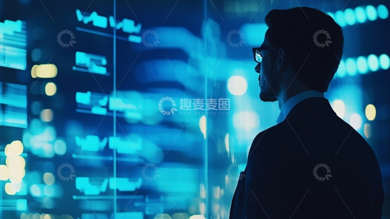 高清大图下载【趣麦麦图】商务男士夜景数据分析