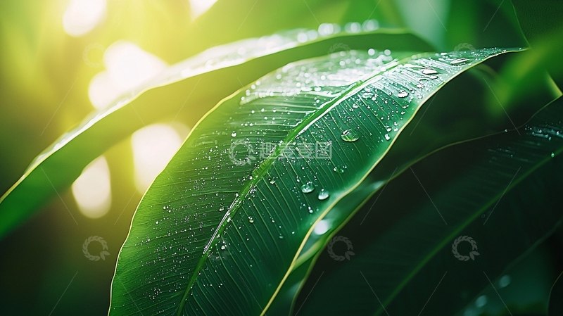 高清大图下载【趣麦麦图】叶片上的水滴特写