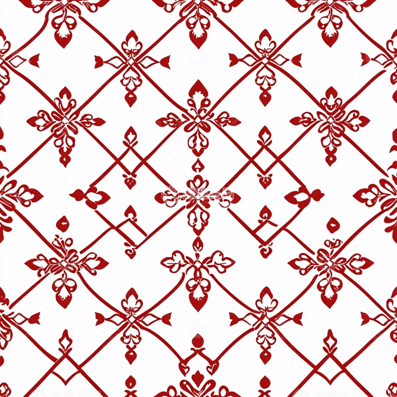 高清大图下载【趣麦麦图】红色花纹重复图案