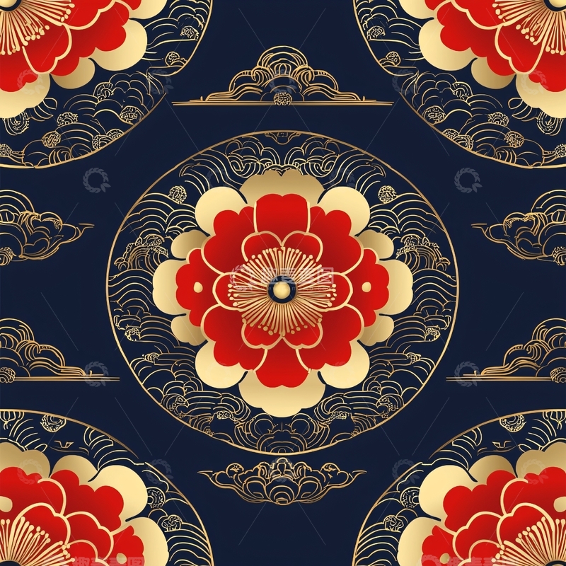 高清大图下载【趣麦麦图】红色花朵圆形图案