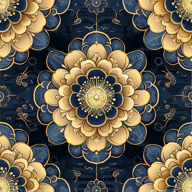 高清大图下载【趣麦麦图】金色蓝色花卉