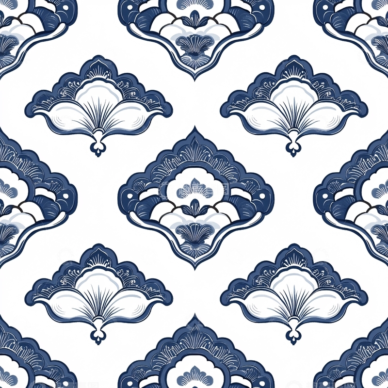 高清大图下载【趣麦麦图】青花瓷风格花纹图案