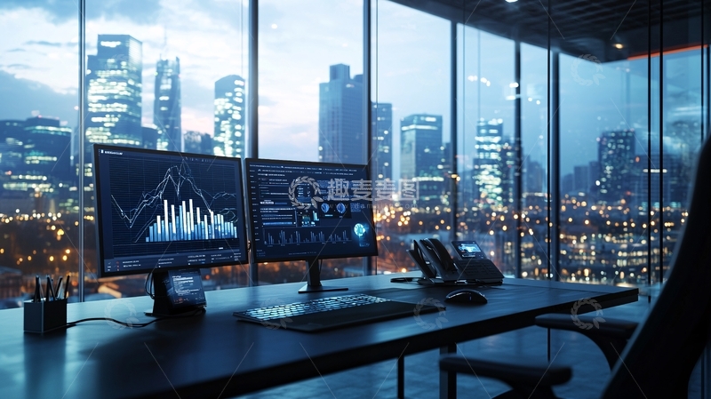 高清大图下载【趣麦麦图】夜景都市办公室