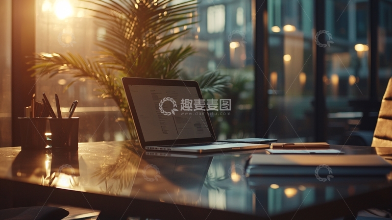 高清大图下载【趣麦麦图】夜晚办公室电脑办公桌