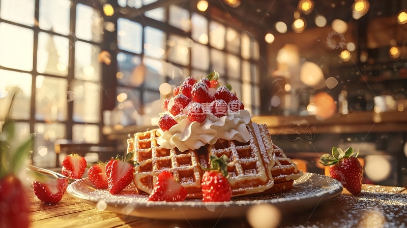 高清大图下载【趣麦麦图】草莓华夫饼