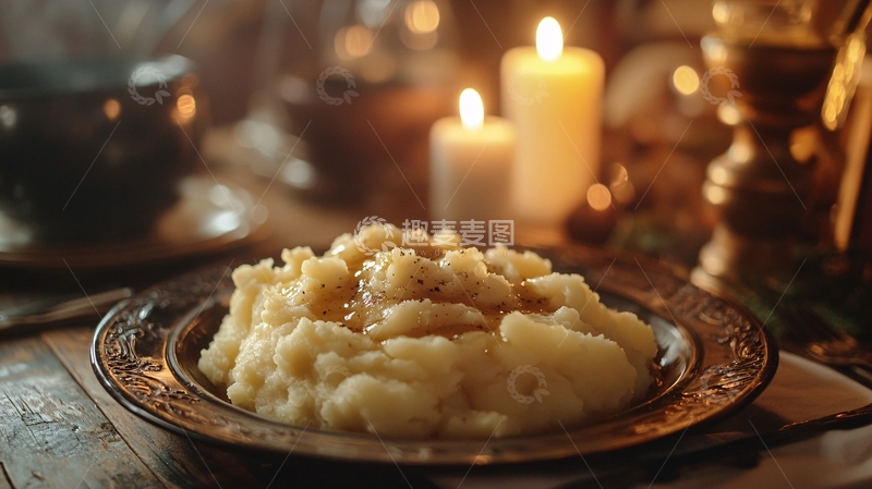 高清大图下载【趣麦麦图】烛光晚餐土豆泥