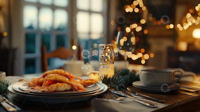 高清大图下载【趣麦麦图】圣诞节餐桌美食