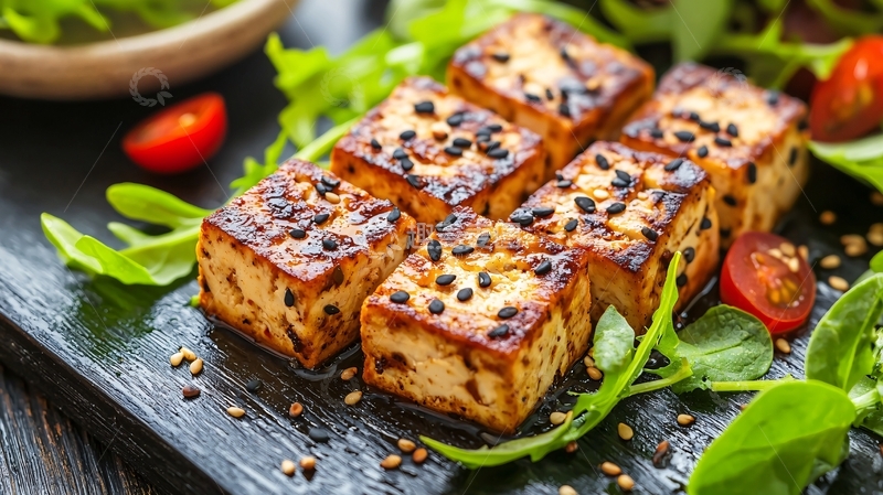 高清大图下载【趣麦麦图】煎豆腐