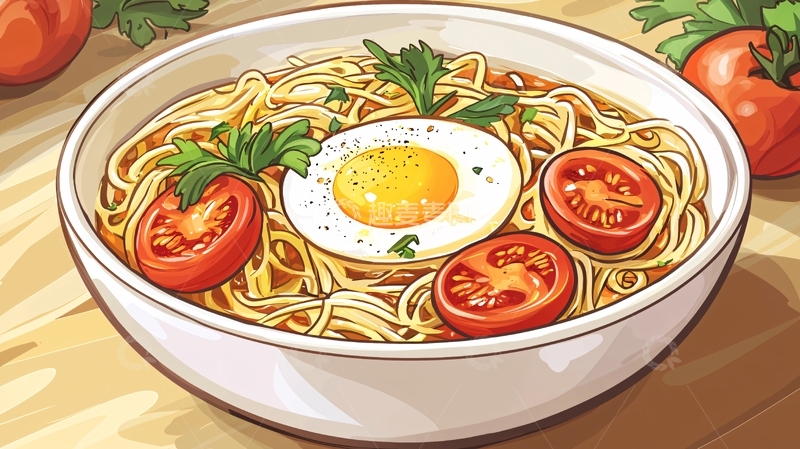 高清大图下载【趣麦麦图】番茄鸡蛋面