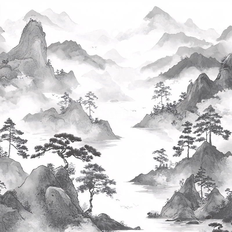 高清大图下载【趣麦麦图】水墨山水风景画