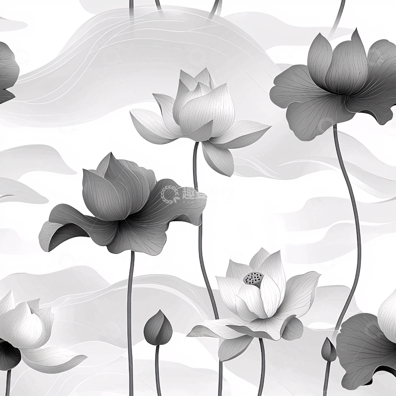 高清大图下载【趣麦麦图】水墨莲花3